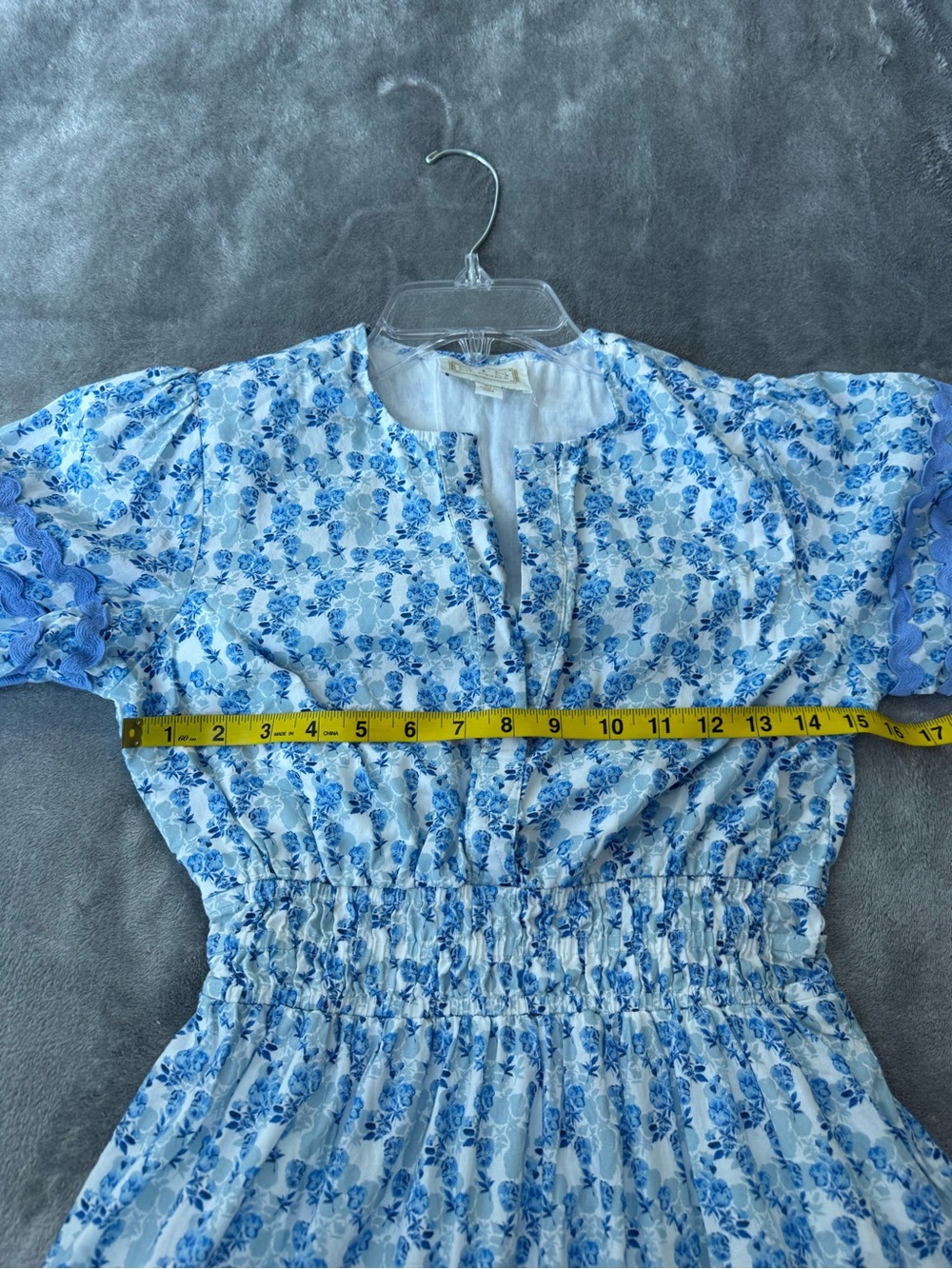 Sail to Sable Flowering Vine Flutter Sleeve Ric-Rac Midi Dress Blue Floral Sz XS - Picture 7 of 11